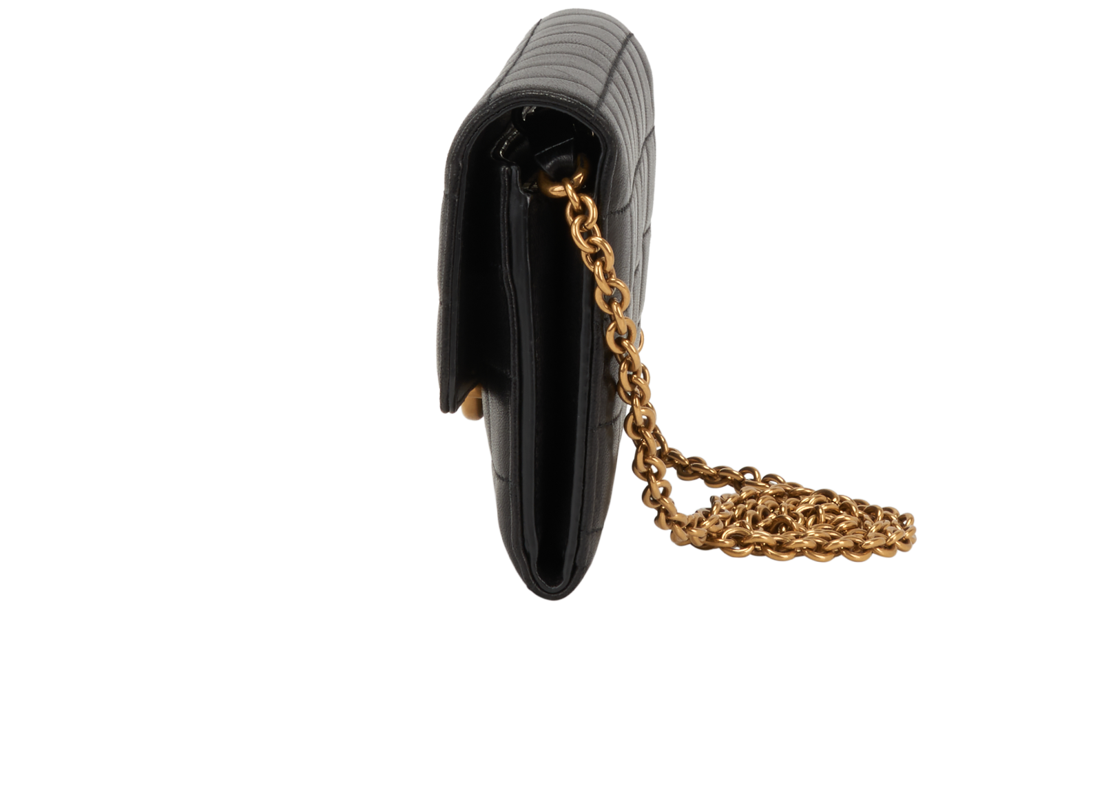Saint Laurent Maillon Wallet On Chain, &pound;550, Handbags, Black, Leather, Bottom view